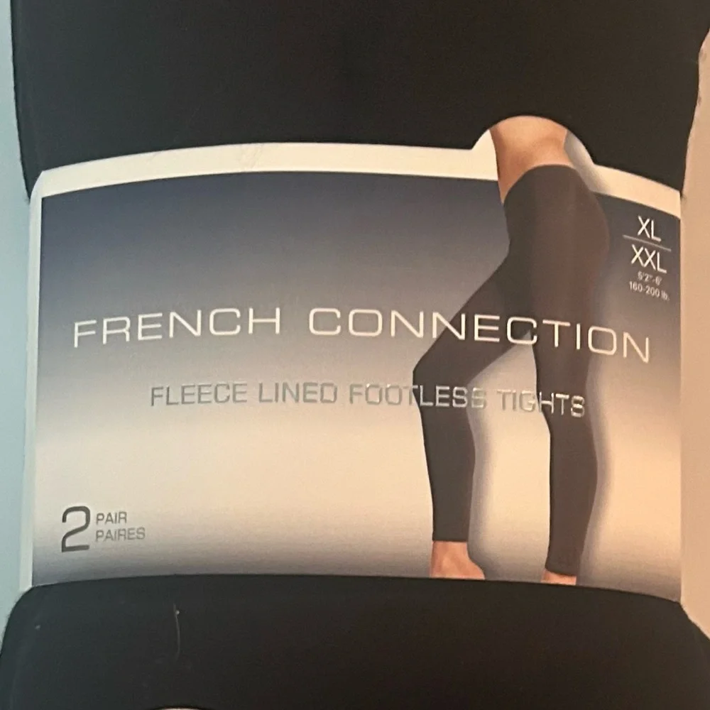 French Connection Woman’s Fleece Lined Footless Tights- 2 Pairs XL/XXL - Picture 2 of 3